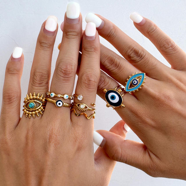 Evil eye series stainless steel rings collection
