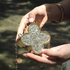 Colorful diamond clover box bag mini bag chain bag purse bag