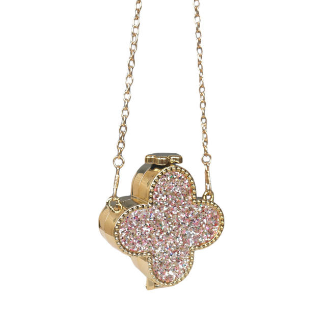 Colorful diamond clover box bag mini bag chain bag purse bag