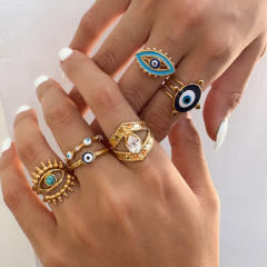 Evil eye series stainless steel rings collection