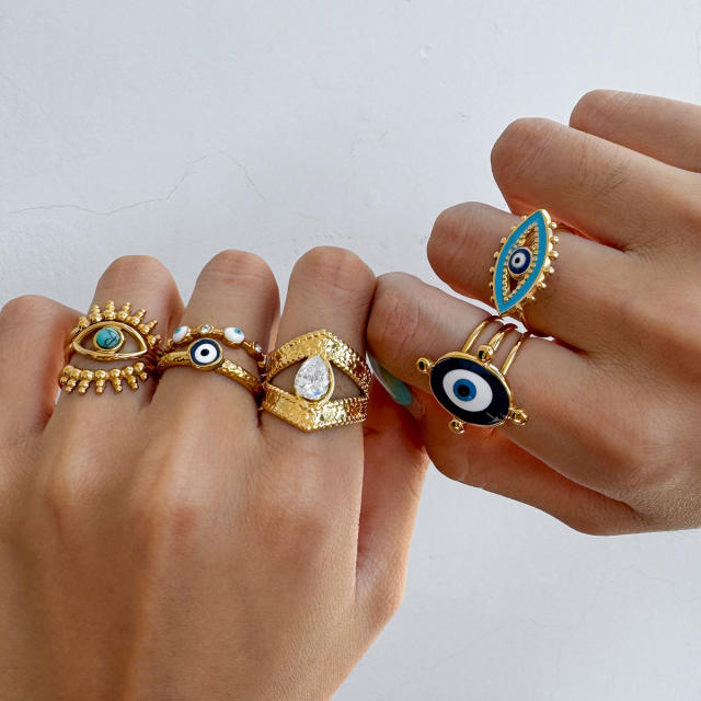 Evil eye series stainless steel rings collection