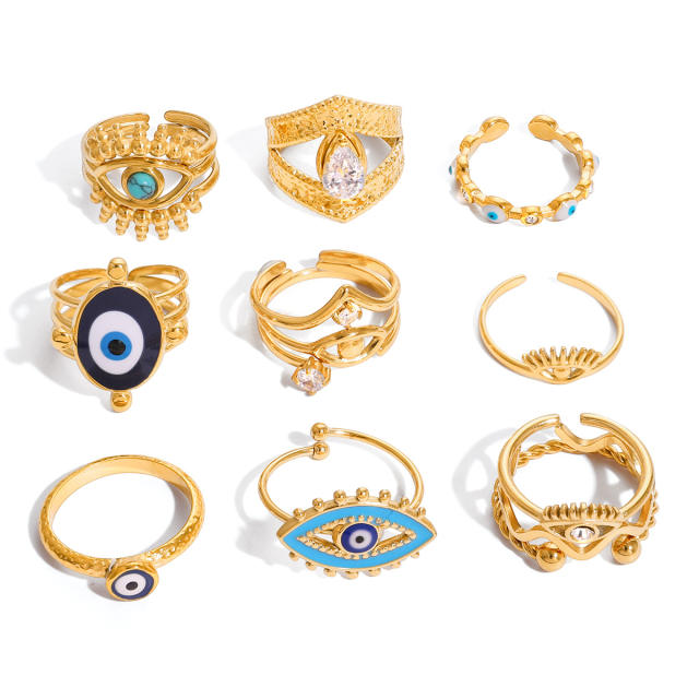 Evil eye series stainless steel rings collection