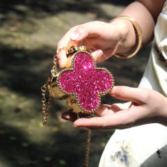 Colorful diamond clover box bag mini bag chain bag purse bag