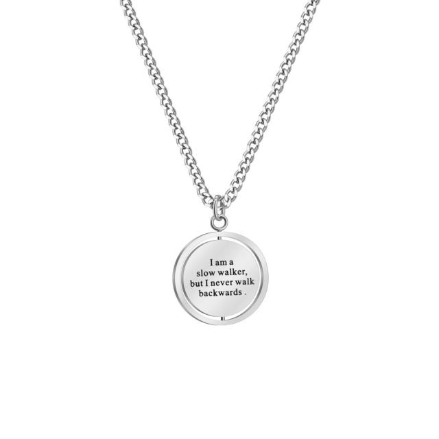 Reversible Diamond Compass Necklace Personalized Lettering Clavicle Chain Simple Letter Women's Jewelry