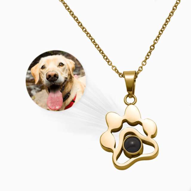 Stainless Steel Dog Paw Pet Projection Necklace Clavicle Chain Fashion Versatile Personalized Keychain Jewelry