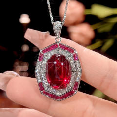 Imitation Red Corundum Retro Light Luxury necklace earrings rings set