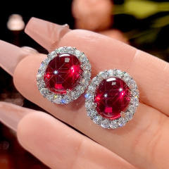 Imitation Red Corundum Retro Light Luxury necklace earrings rings set