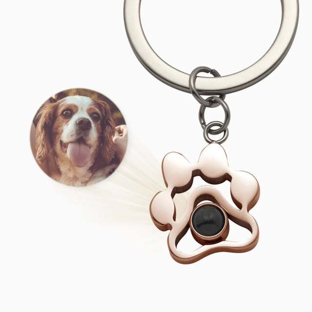 Stainless Steel Dog Paw Pet Projection Necklace Clavicle Chain Fashion Versatile Personalized Keychain Jewelry
