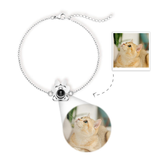 Stainless Steel Dog Paw Pet Projection Necklace Clavicle Chain Fashion Versatile Personalized Keychain Jewelry