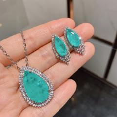 Jewelry Paraiba Earrings Necklace Jewelry Set for women
