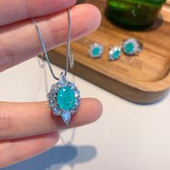 Fashion Retro Color Treasure Imitation Paraíba Padan jewelry set necklace set