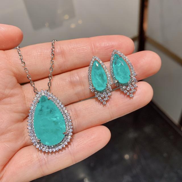 Jewelry Paraiba Earrings Necklace Jewelry Set for women