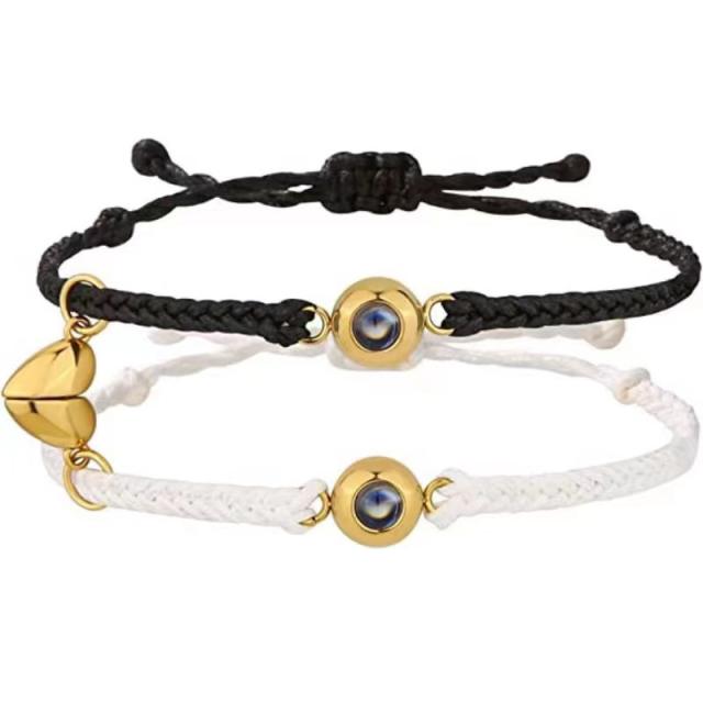 Couple Projection Woven Bracelet 100 Languages ​​I Love You Personalized Colorful Graphics Customization