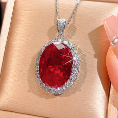 Red color crystal statement copper necklace earrings rings set