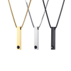Couple custom color photo projection cylinder pendant necklace stainless steel clavicle chain jewelry