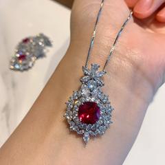 Imitation Pigeon Hemoglobin Luxury Inlaid Jewelry Set necklace earrings set