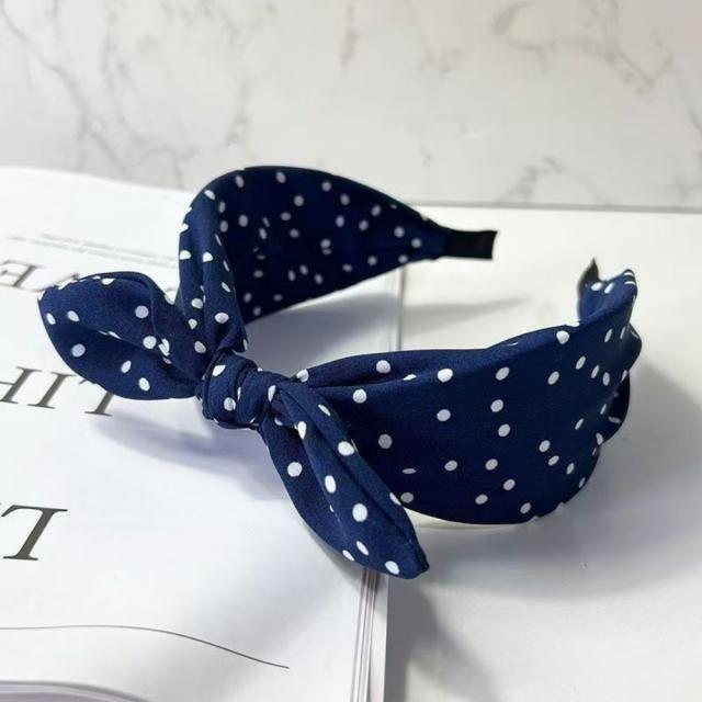 Vintage Simple Polka Dot Bow Headband Women's New Style bunny ear headband