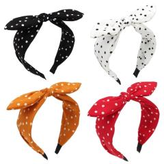 Vintage Simple Polka Dot Bow Headband Women's New Style bunny ear headband