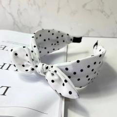 Vintage Simple Polka Dot Bow Headband Women's New Style bunny ear headband
