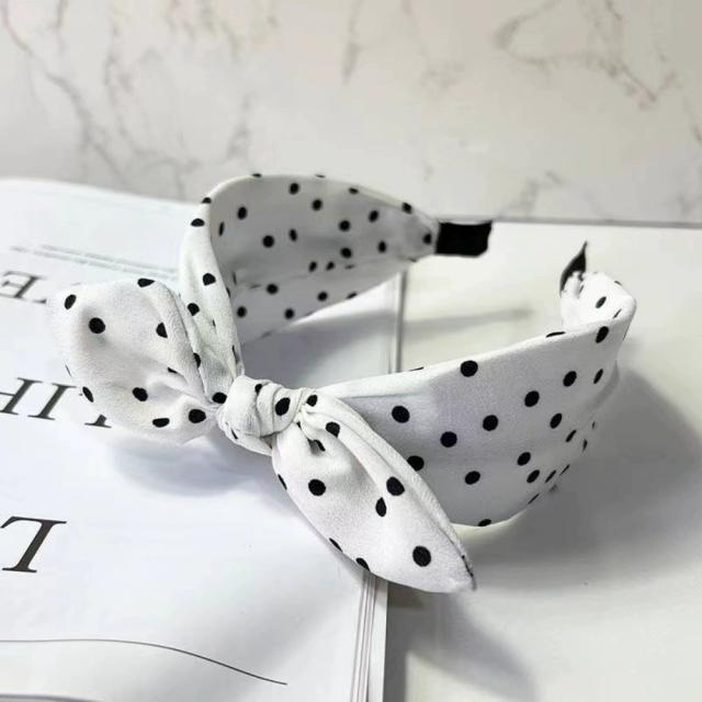 Vintage Simple Polka Dot Bow Headband Women's New Style bunny ear headband