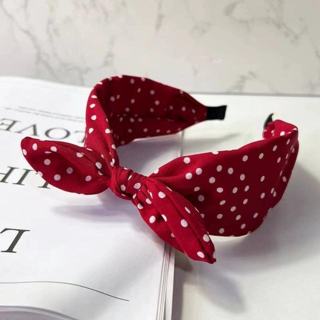 Vintage Simple Polka Dot Bow Headband Women's New Style bunny ear headband