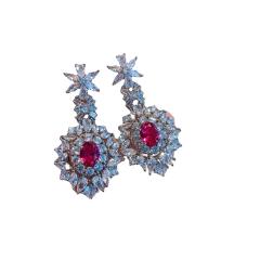 Imitation Pigeon Hemoglobin Luxury Inlaid Jewelry Set necklace earrings set
