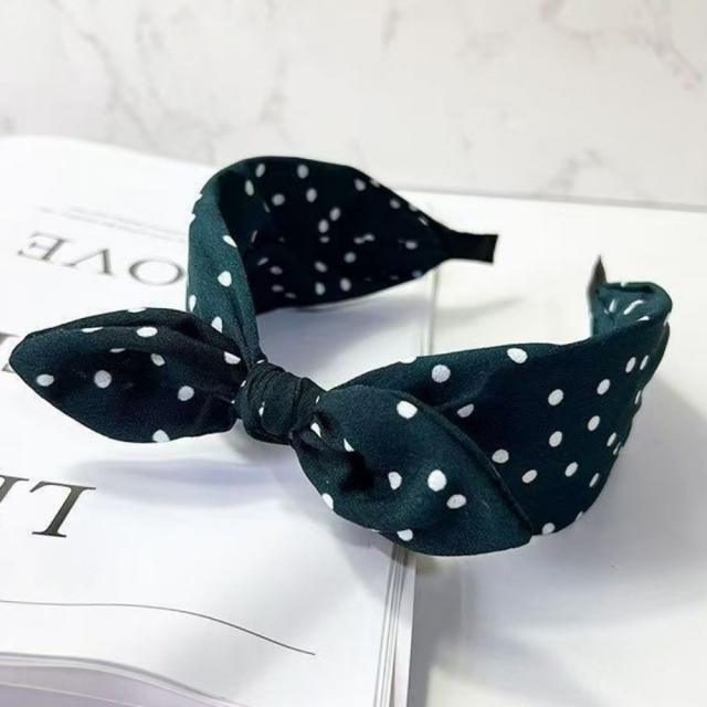 Vintage Simple Polka Dot Bow Headband Women's New Style bunny ear headband