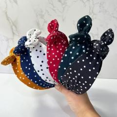 Vintage Simple Polka Dot Bow Headband Women's New Style bunny ear headband