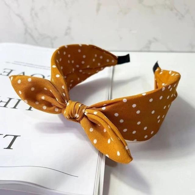 Vintage Simple Polka Dot Bow Headband Women's New Style bunny ear headband