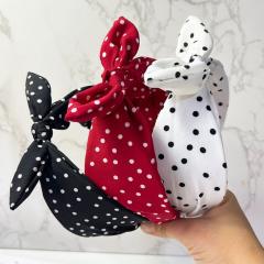 Vintage Simple Polka Dot Bow Headband Women's New Style bunny ear headband