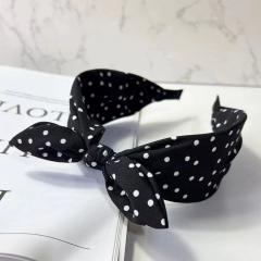 Vintage Simple Polka Dot Bow Headband Women's New Style bunny ear headband