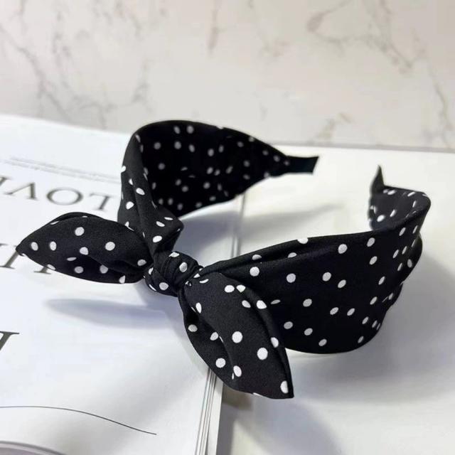 Vintage Simple Polka Dot Bow Headband Women's New Style bunny ear headband