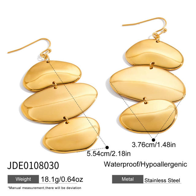 Winter autumn gold color geometric stainless steel long necklace earrings bangle set