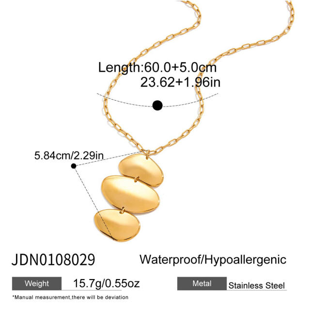 Winter autumn gold color geometric stainless steel long necklace earrings bangle set