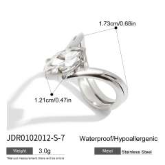 18KG stainless steel oval diamond rings