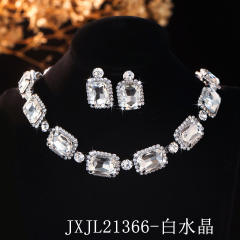 Square colorful glass crystal wedding party choker necklace set for women