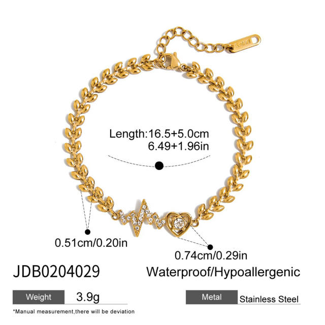 Romantic 18K Gold Rhinestone with Zircon Cut Out Heart Stainless Steel Necklace