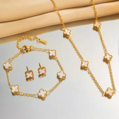 9mm hot sale classic clover stainless steel necklace set for wmen