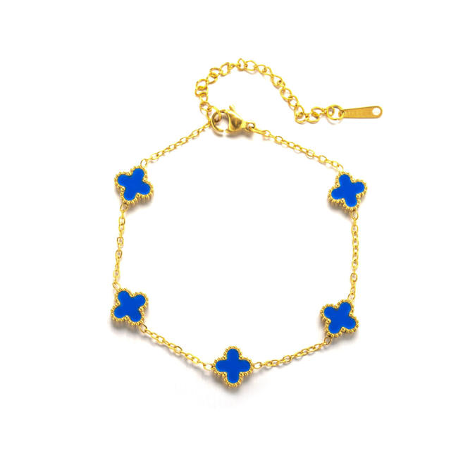 9mm double side stainless steel clover necklace set for women