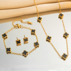 9mm hot sale classic clover stainless steel necklace set for wmen