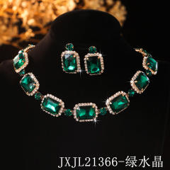 Square colorful glass crystal wedding party choker necklace set for women