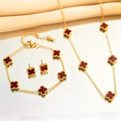 9mm hot sale classic clover stainless steel necklace set for wmen