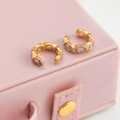 Easy match 18KG diamond ear cuff stainless steel earrings