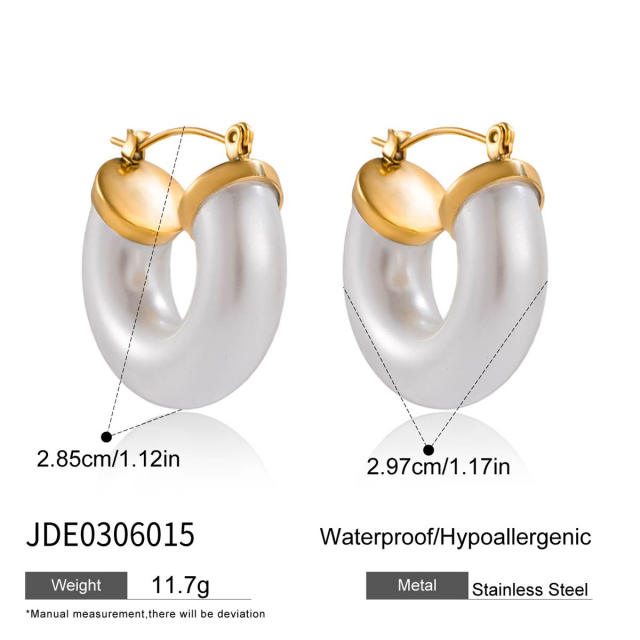 18KG easy match imitation pearl stainless steel earrings collection
