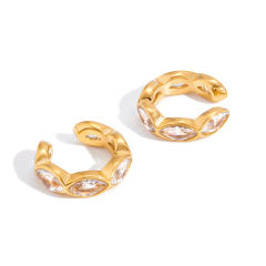 Easy match 18KG diamond ear cuff stainless steel earrings
