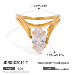 18KG stainless steel oval diamond rings