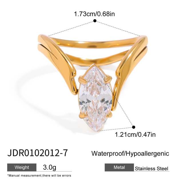 18KG stainless steel oval diamond rings