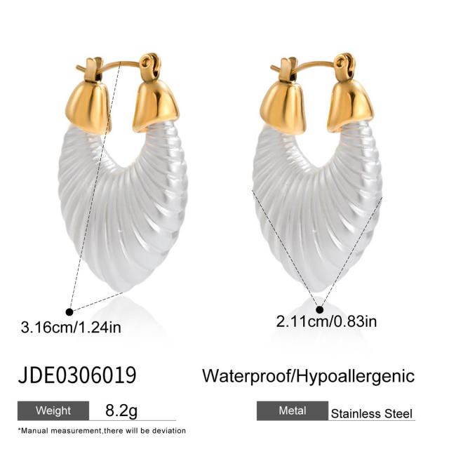 18KG easy match imitation pearl stainless steel earrings collection