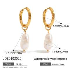 18KG drop pearl easy match stainless steel earrings