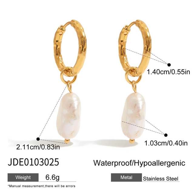 18KG drop pearl easy match stainless steel earrings